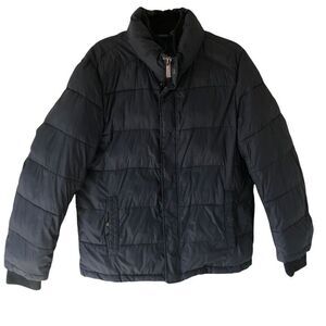 Andrew Marc Mens Navy Blue Full Zip/Snap Puffer Jacket Size Medium